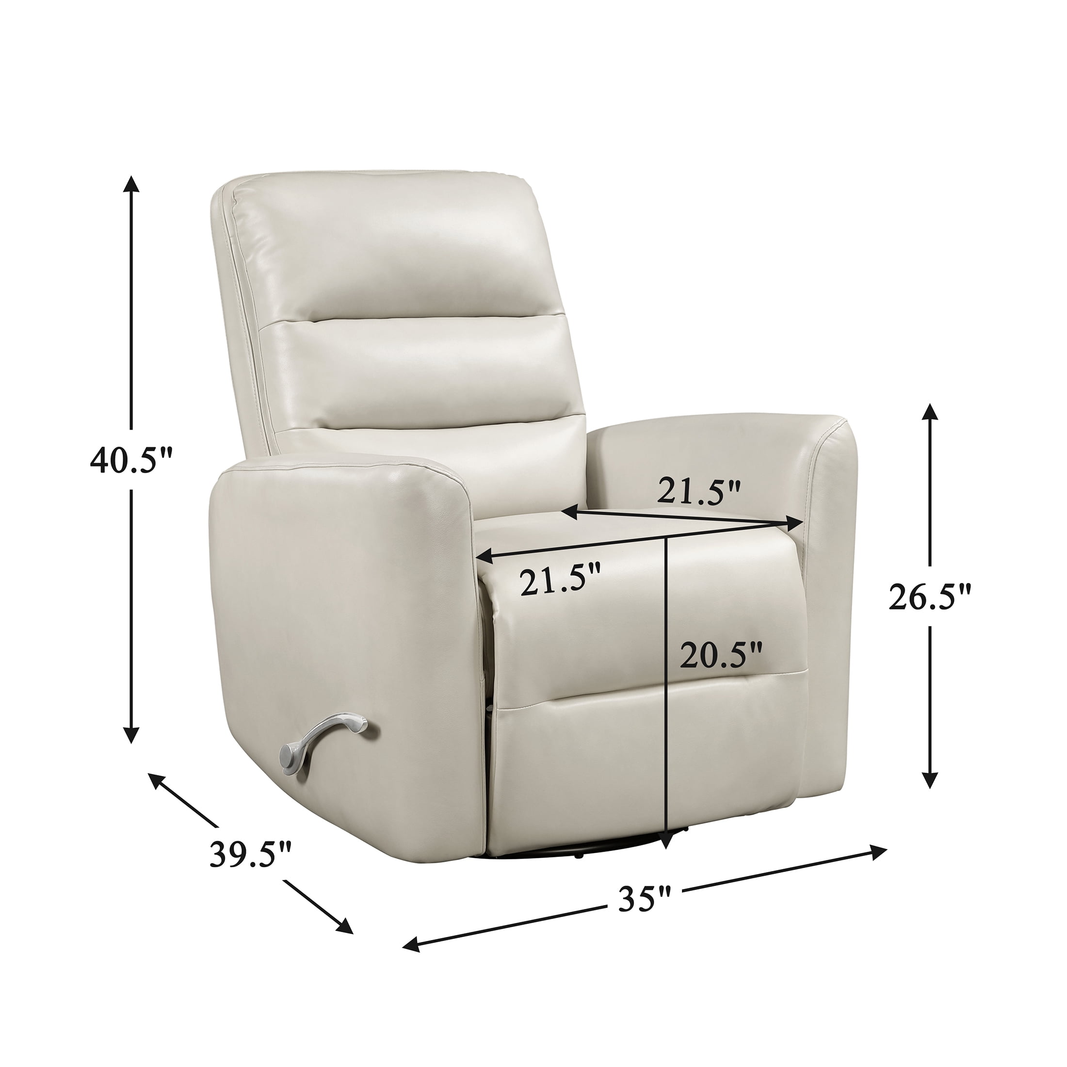 OakvillePark Crestshire Faux Leather Swivel Glider Reclining Chair, Beige