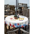 thumbnail image 2 of Outdoor Tablecloth with Umbrella Hole for Patio/Picnic/Party/Camping, 4th of July Waterproof Table Cloth Round Cover Washable, Summer Red Blue Patriotic Flowers Leaves (Dia 54"), 2 of 9