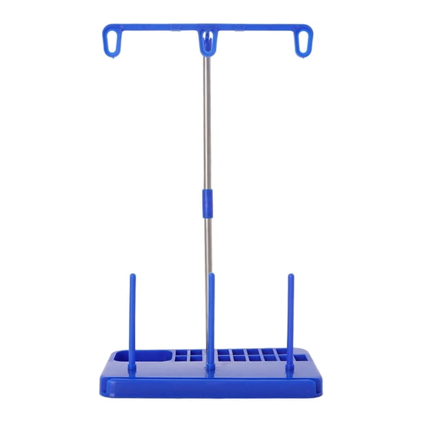Soporte para carrete de hilo, soporte para 3 carretes, ligero, con rejilla de cableado, desmontable. Azul