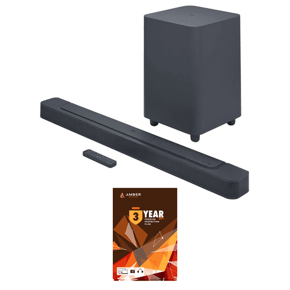 JBL BAR-500 5.1ch Soundbar and Subwoofer with MultiBeam and Dolby Atmos with 3 Year Amber Protection Plan (2022)