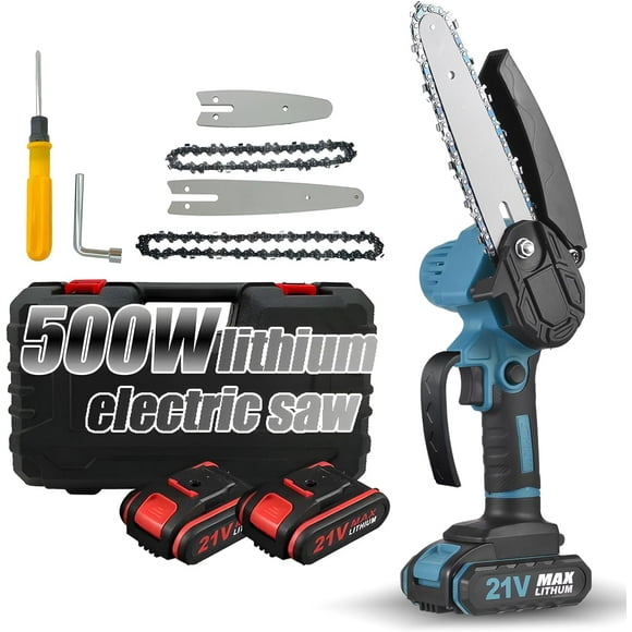 HSHDLDF electric chainsaw chain saw battery power electric chainsaw cordless portable chainsaw handheld saw cordless rechargeable chainsaw Chainsaw 4 inch 6 inch Portable Chainsaw with Security