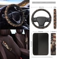 thumbnail image 3 of Renewold Deer American Flag 15 PCS Car Seat Cover Full Set, with Steering Wheel Cover Seat Belt Strap Cover Trash Cans Rear View Mirror Cover Cup Coaster Keychain Air Vent Storage Bag Universal Fit, 3 of 7