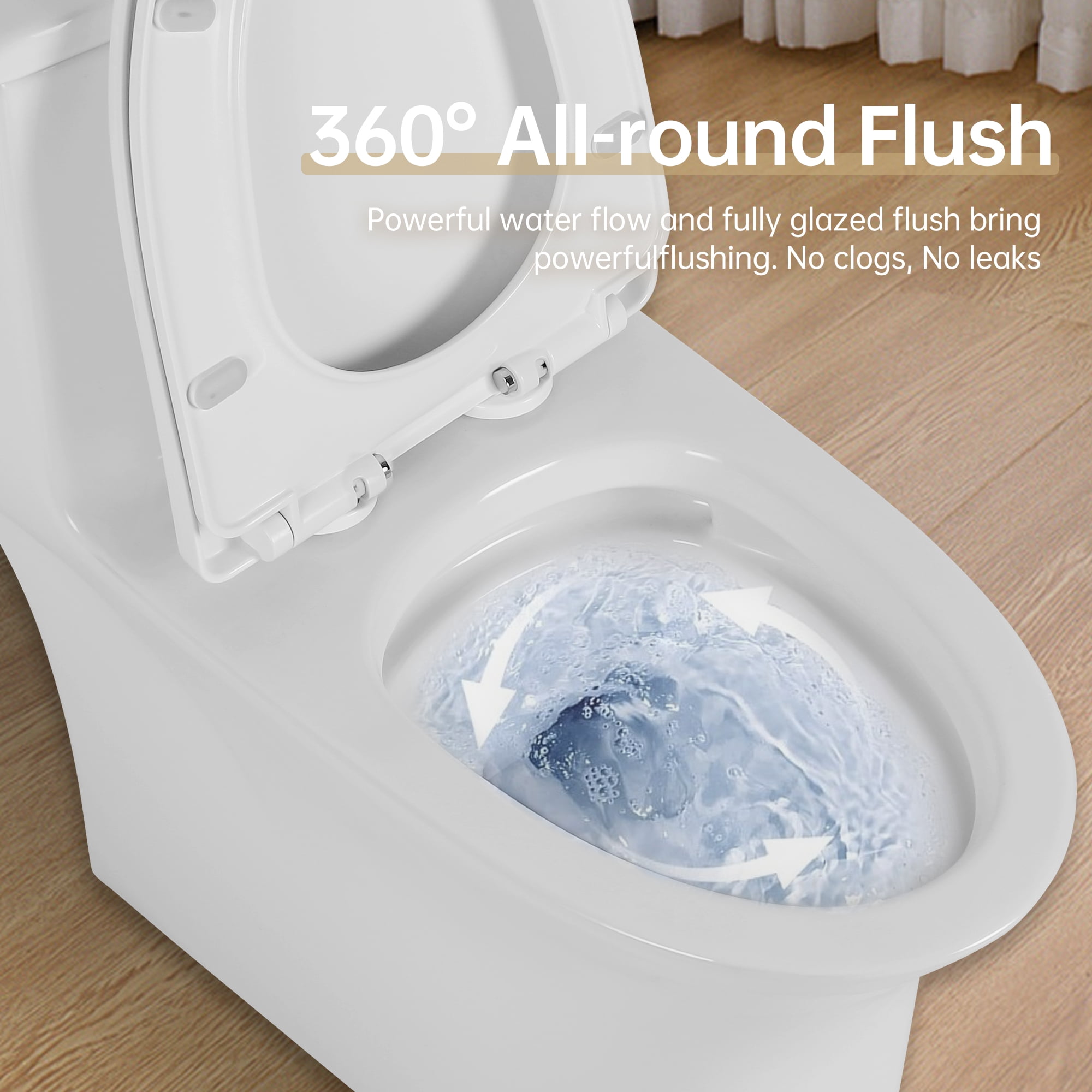 TrumanPick Elongated One Piece Toilet with 1.6 GPF Dual Flush, Compact Toilet, MAP Score 1000g, 12'' Rough-in, White