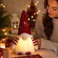 thumbnail image 5 of Christmas Decorations Indoor Outdoor, Light Up Sequin Christmas Gnome with Glowing Beard, Faceless Swedish Tomte Decor for Shelf, Mantel, Tabletop, 5 of 8