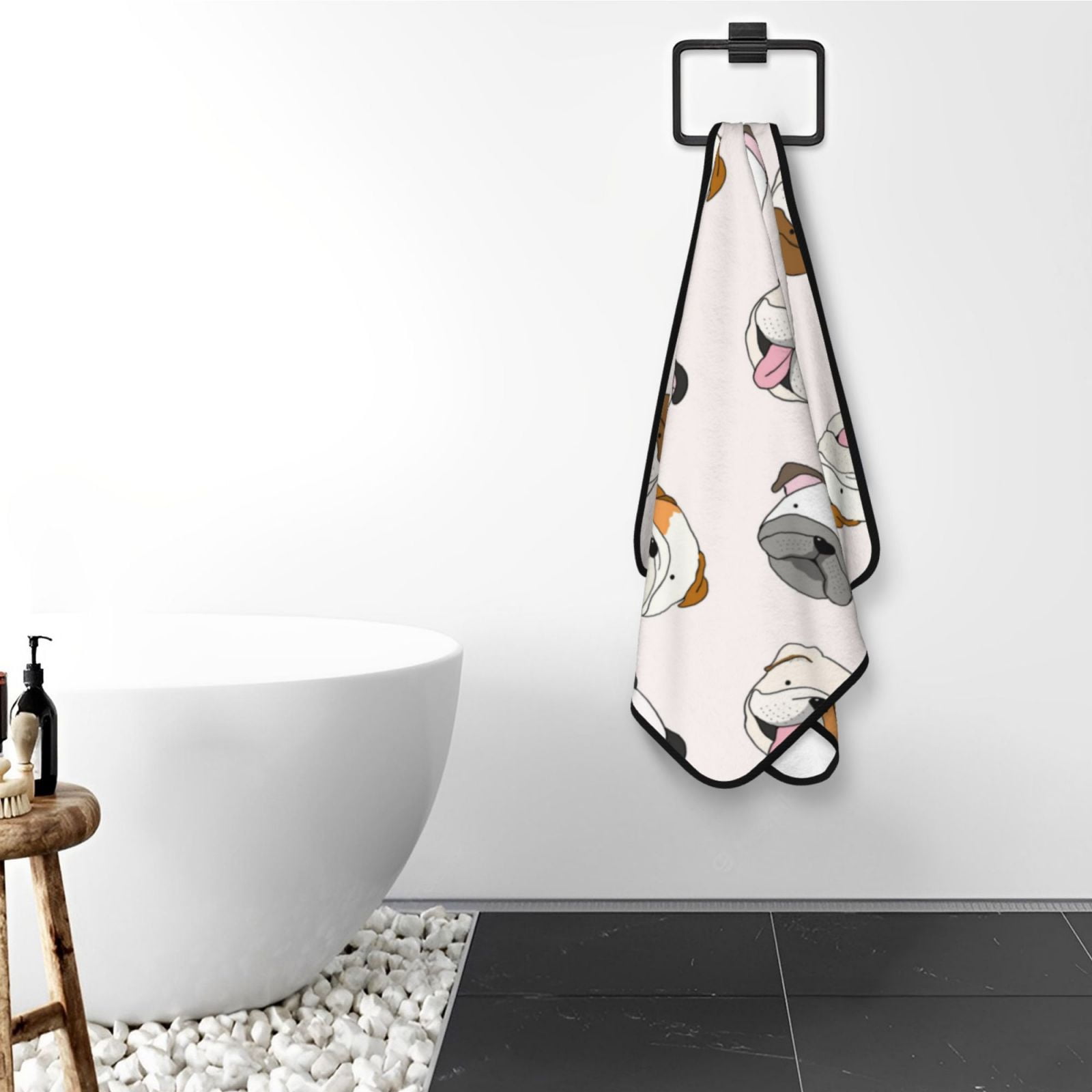 Cotton Bath Towels for Bathroom - Bulldog Face Microfiber Quick Dry Towels for Body Bath Sheets, Personalized Beach Towel, Soft Shower Towels for Travel Home Beach 27*55in