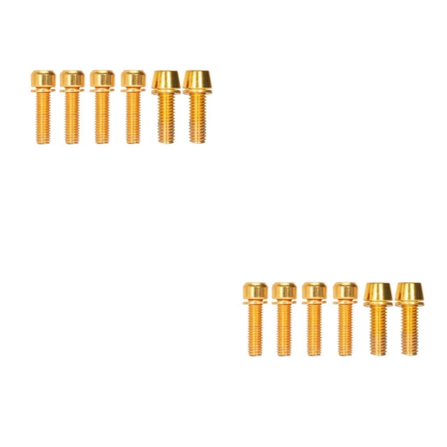 Greeniant Tornillo de vástago de bicicleta de 6 piezas, perno elevador de manillar de acero inoxidable, piezas de repuesto Oro M5x4+M6x2 2Conjunto