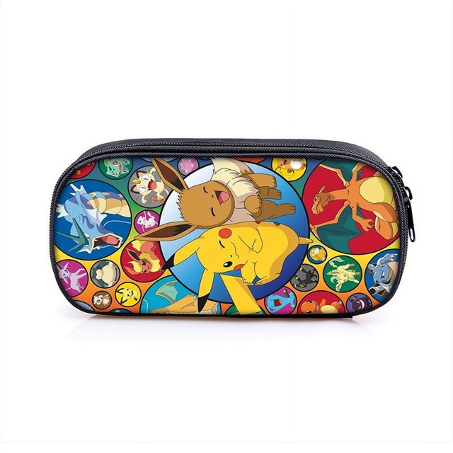 Pokemon Pikachu Estuche Negro Para Lápices , Bolsa Para Bolígrafos Material Escolar Lindo Bolso De Almacenamiento De Personajes De Dibujos Animados Niño De Juguete