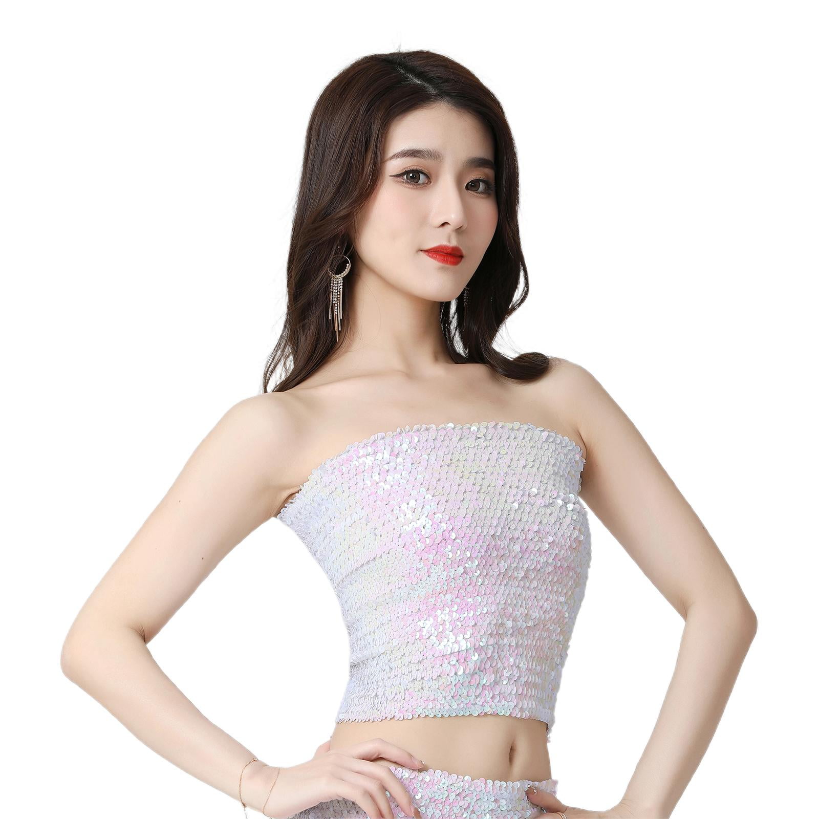 Esquirla Stretch Belly Dance Sequin Tube Top Women Strapless