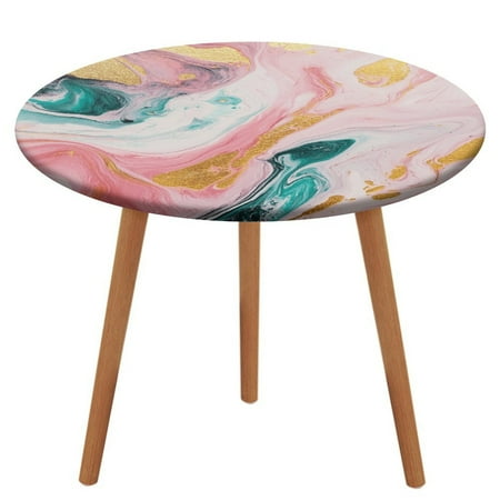 

Colorful Marble Pink (28) Tablecloth Round Elastic Fitted Waterproof Table Cover Cloth for Dining Room Indoor Outdoor Decor