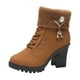 thumbnail image 5 of Botines de invierno para mujer con cremallera, moda informal de otoño e invierno, tacón alto resistente Marrón, 5 of 9