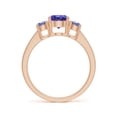 thumbnail image 2 of ANGARA Natural Three Stone Round Tanzanite Ring with Diamond Accents in 14K Rose Gold for Women (Size-6mm) | December Birthstone, Anniversary, Jewelry Gift for Women | Natural Tanzanite Ring, 2 of 8