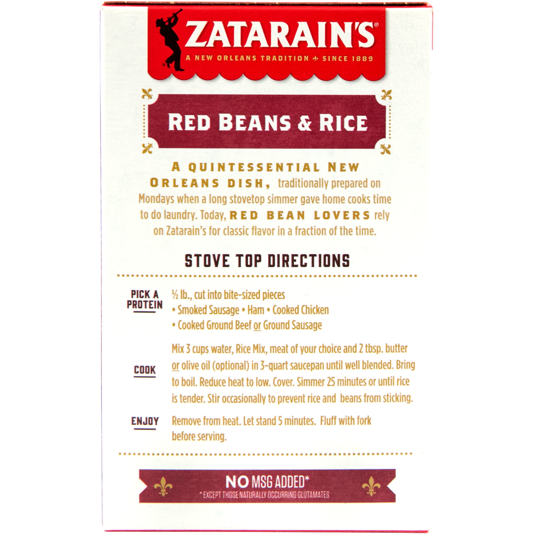 (8 pack) Zatarain's No Artificial Flavors Red Beans & Rice Dinner Mix, 8.0 oz Box