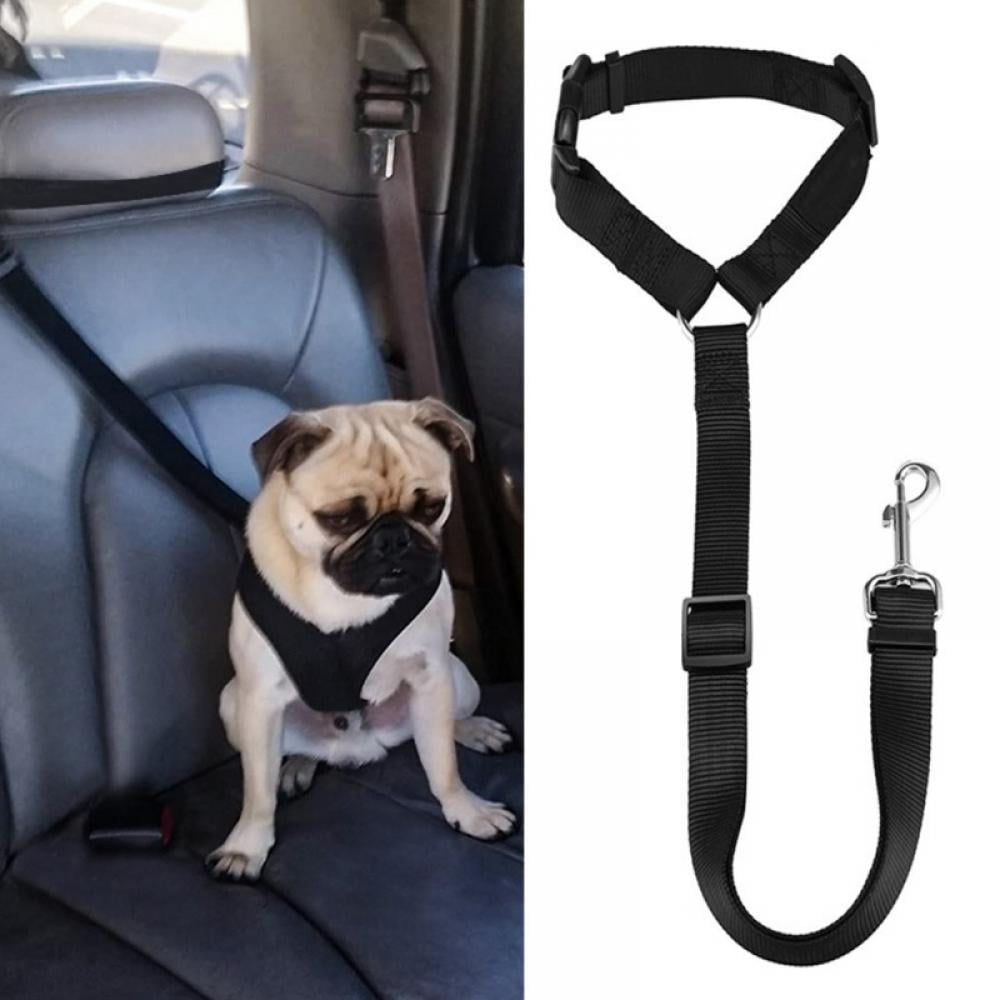  Dog Seat Belt 3-in-1 Car Harness for Dogs Adjustable Safety  Seatbelt for Car Durable Nylon Reflective Bungee Fabric Tether with Clip  Hook Latch & Buckle, Swivel Zinc Alloy Carabiner (Black) 