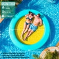 thumbnail image 2 of Pirecart Round Floating Inflatable Water Hammock, Pool Floatsfor Adults, Swimming Platform with Pump & Storage Bag, Large Size for 2-3, Green, 2 of 9