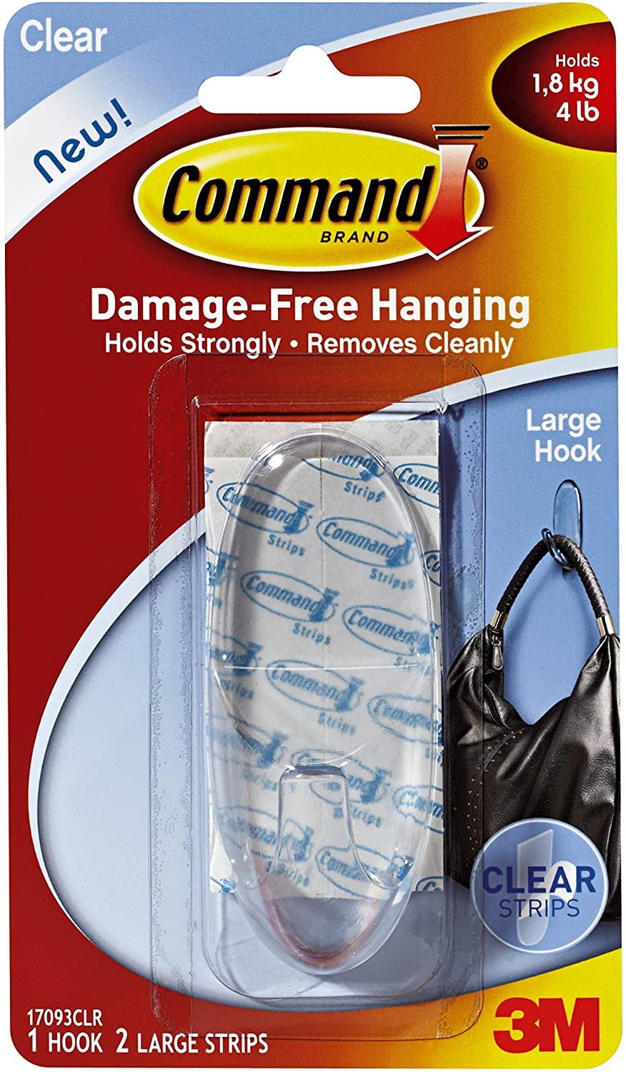 Command 17093CLR Clear Large Hook Strips 