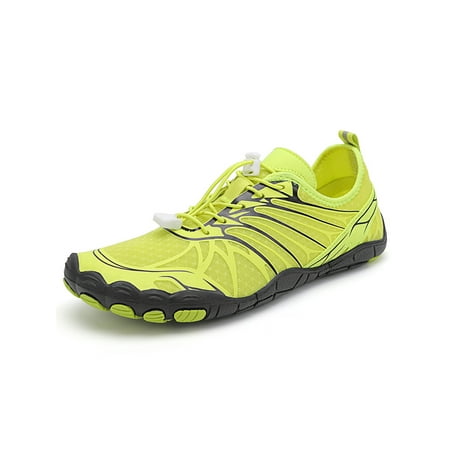 

Woobling Unisex Aqua Socks Quick Dry Beach Shoe Mesh Water Shoes Surf Sneakers Anti-Slip Athletics Barefoot Comfort Lemon Green 8.5