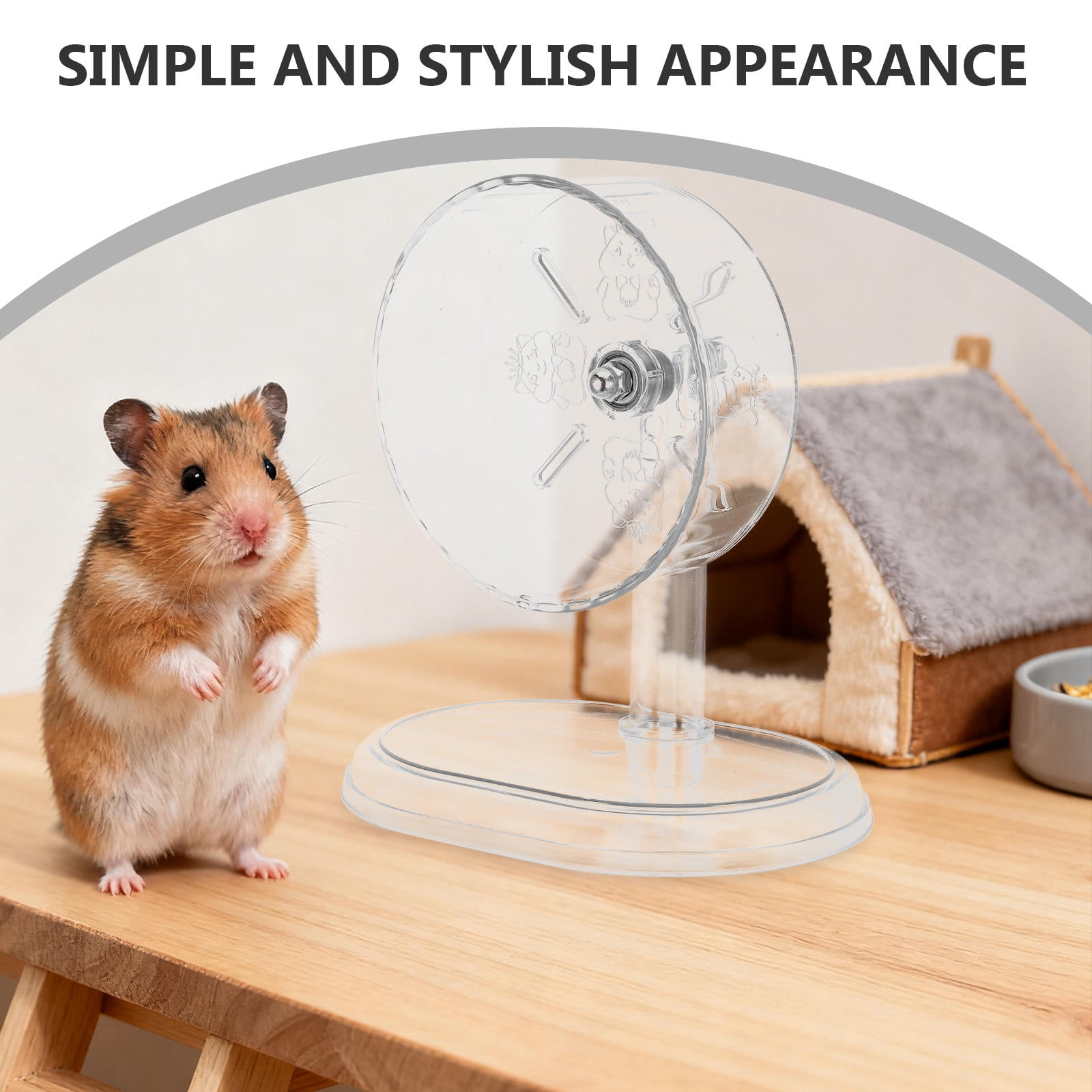 Amosfun Hamster Wheel with Stand Quiet Transparent Design for Small Animals Exercise At Home