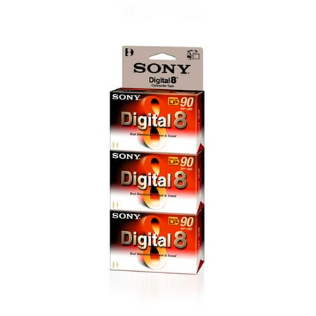 Sony 90-Minute Digital 8 Camcorder Tapes, 3-Pack