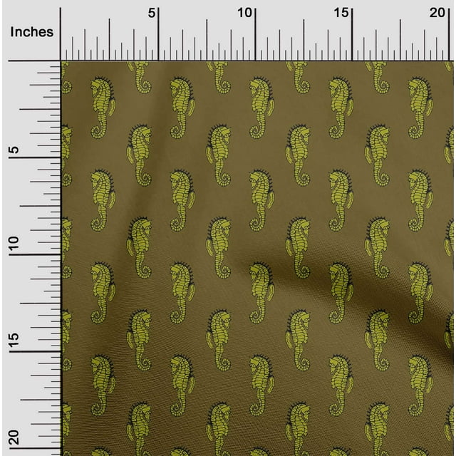oneOone Tissu Popeline de Coton Imprimé Hippocampe Bloc 56 Pouces de Large
