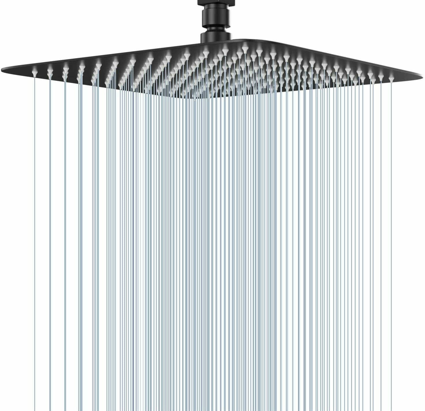 Black 12" Rain Shower Head Ultra thin Square Rainfall Sprayer Ceiling/Wall Mount