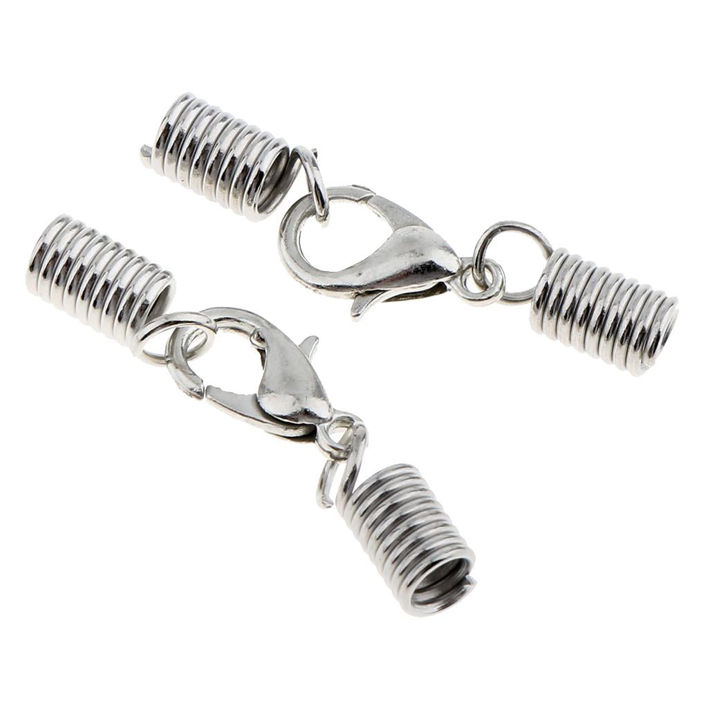 Milageto 4X 20 Pcs Lobster Claw Clasps Leather Spring Clasp Crimp Clip Ends Set - Silver