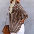 thumbnail image 4 of SROBPTY Blouses for Women, Plus Size Casual Button-Down Shirts V Neck Roll Up Cuffed Long Sleeve Striped with Pockets, Summer Fall Womens Tunic Tops Blouses Tees Shirts, 4 of 9