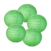 Just Artifacts 16" Green Paper Lanterns (Set of 5) Decorative Round