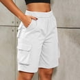 thumbnail image 4 of Fnooota Womens Cargo Bermuda Shorts, Elastic Waist Summer Relaxed Fit Above the Knee Hiking Shorts with Pockets White Size L, 4 of 8
