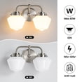 thumbnail image 5 of KAISITE 2-Light Metal Wall Sconces with Frosted White Lampshades, for Bathroom over Mirror, Silver, 5 of 10