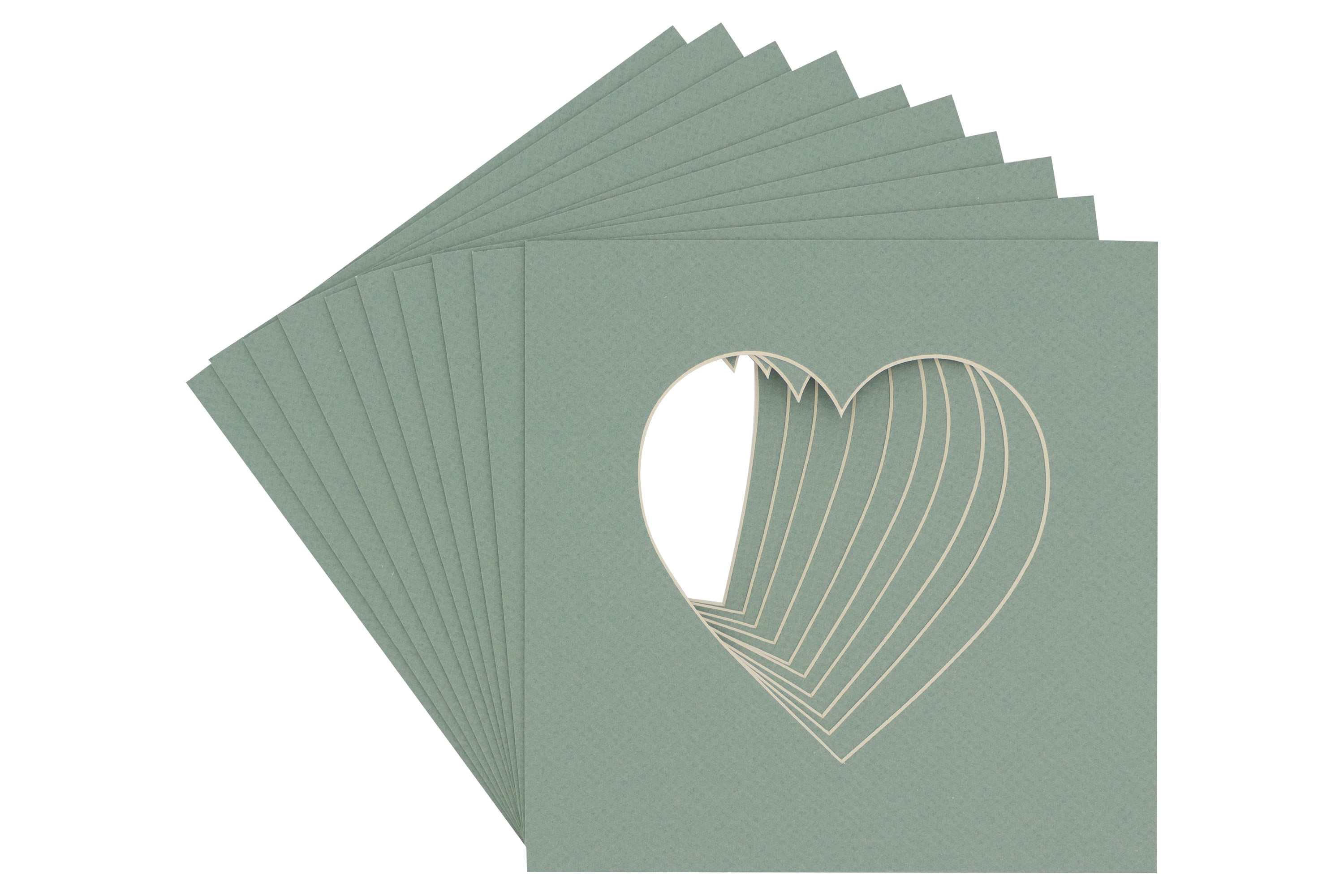 Seafoam Acid Free 7x7 Heart Picture Frame Mat with White Core Bevel Cut