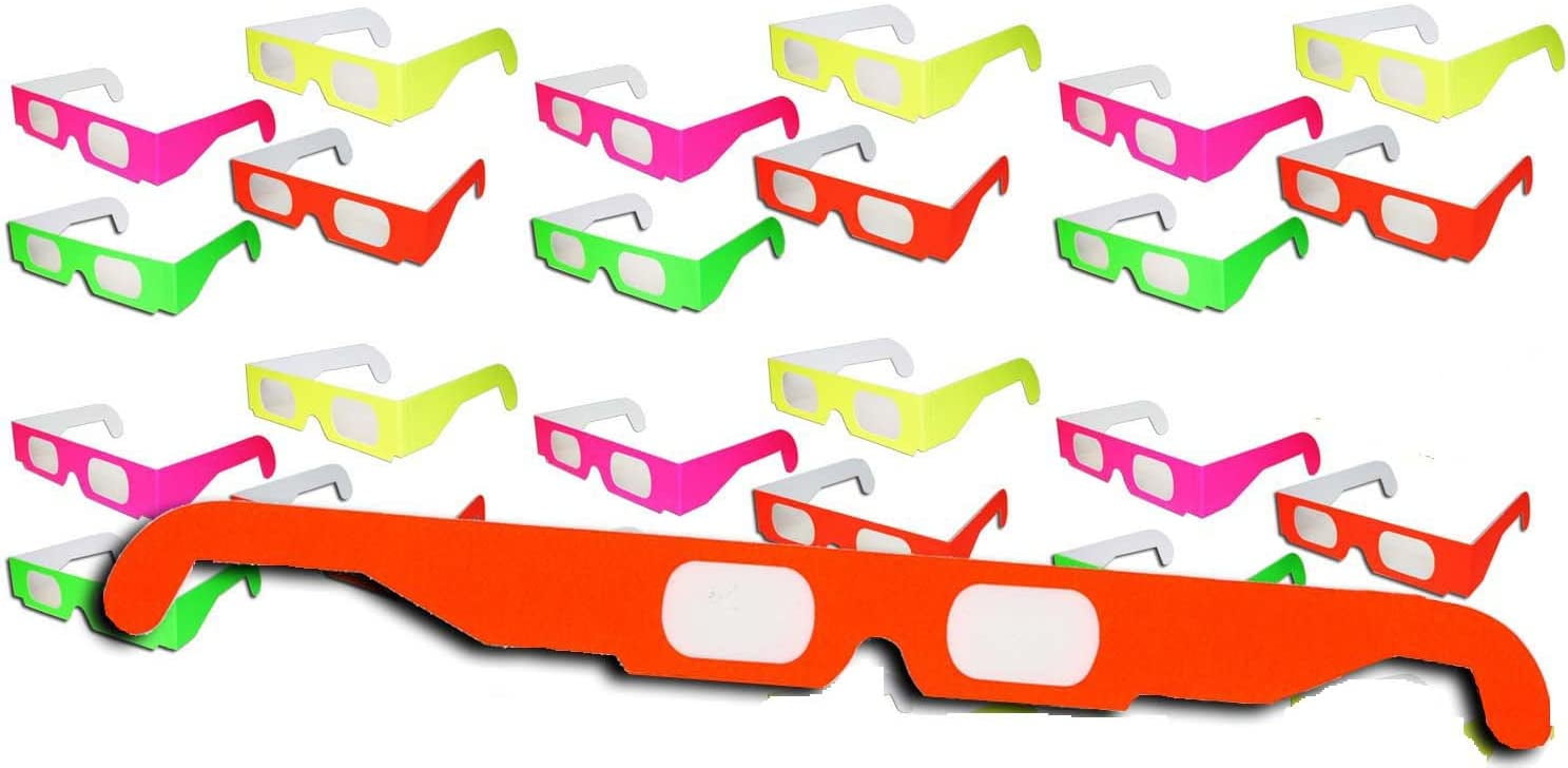 1 X 20 Pairs Neon Prism Diffraction Fireworks Glasses For Laser