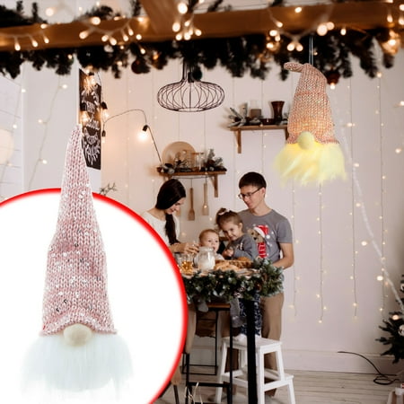 

Christmas Gnomes Decorations Light Up Plush Faceless Doll Ornament Gnomes Pendant for Xmas Tree Small Hanging Gnomes with Knitted Hat