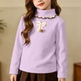 thumbnail image 4 of FAIWAD Girls Mock Neck Tops Long Sleeve Fleece Shirts with Bow Soft Warm School Daily Clothes, 4 of 9