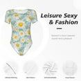 thumbnail image 6 of Uemuo Daisies Flowers Pattern Women's One Piece Short Sleeve Swimsuit Rash Guard Surfing Modest Quick-drying Swimsuit Beach Essentials-Medium, 6 of 9