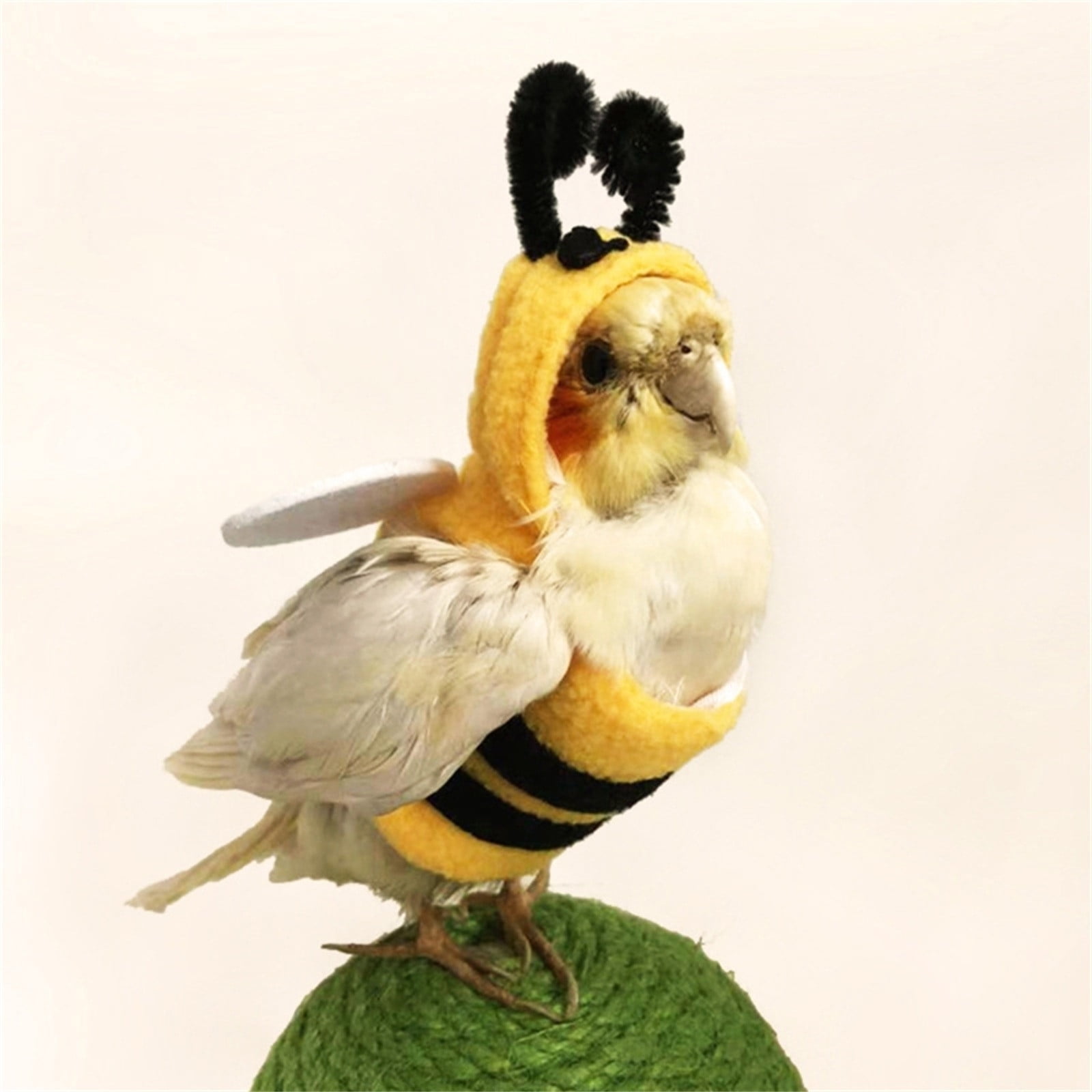 Funny Bee Shaped Birds Clothes Flying Suit Parrots Costume Cosplay Winter  Warm Hat Hooded Pet Accessories For Parakeet Cockatiel