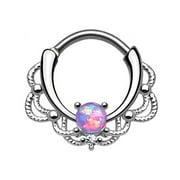 Septum Daith Rook Hinged Clicker Syntactic Opal Set Nose Ring 16 Gauge