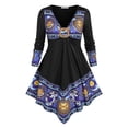 thumbnail image 1 of Tallas grandes Sol y luna Imprimir camiseta irregular Rosegal Mangas largas de talla grande, 1 of 5