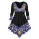 thumbnail image 1 of Tallas grandes Sol y luna Imprimir camiseta irregular Rosegal Mangas largas de talla grande, 1 of 5