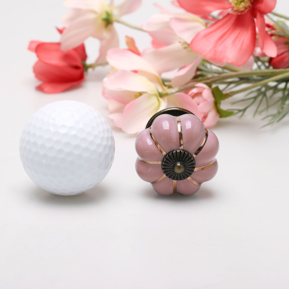 Unique Bargains 4-Pack Ceramic Drawer Dresser Cabinet Knob Handle Pink Finish