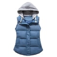 thumbnail image 2 of Women Autumn Winter Color Block Sleeveless Hooded Waistcoat Warm Thick Vest Coat, 2 of 8