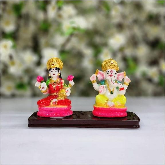 Lakshmi Ganesha Statue Laxmi with Ganesha Idol Gajanan Dhan Lakshmi Deity Housewarming Gift Lakshmi Ganesha Sculpture Hindu God Goddess Statue Diwali Pooja Decor Housewarming Gift - AtoZ India Cart