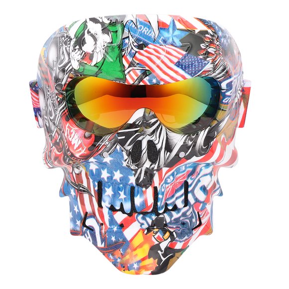FYBTO Cool Skull Face Mask with Goggles Dustproof Eyes Protection Glasses For Riding Skiing-090701