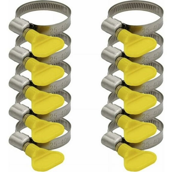 Adjustable Stainless Steel Hose Clamp, SAE Size Range 25-40mm, All Stainless Components for Extreme Durability, 10 Pack with Wide Bandwidth