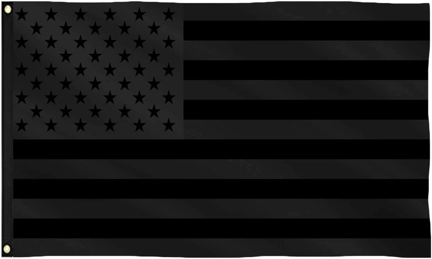 All Black American Flag 3x5FT Embroidered US USA Flag Blackout Tactical Grommets 
