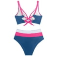 thumbnail image 4 of GEWSEY Women's Cheeky Bikini Sets Color Block Two Piece Swimsuit Crisscross Back Sporty Bathing Suits Curvy Swim Suit (Blue, M), 4 of 9