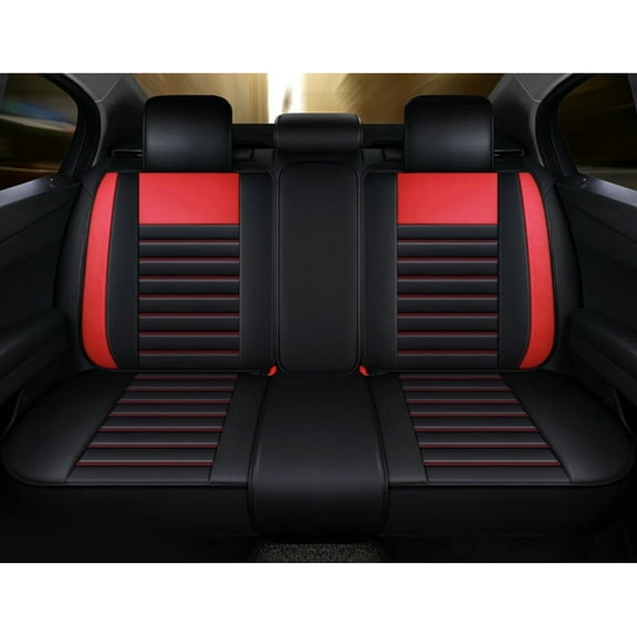 Leadwolf Car Rear Seat Cover Leather for Lada for Samara 1987-1997 Waterproof Premium Leather Protectors standard Black and Red 1PCS