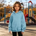 thumbnail image 2 of BLVB Hoodies for Girls Long Sleeve Cute Pullover Lightweight Comfy Oversized Hooded Sweatshirt with Thumb Hole(Sky Blue,13-14 Years), 2 of 8