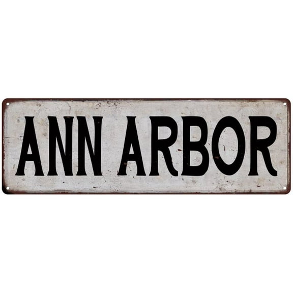 ANN ARBOR Vintage Look Rustic Metal City State Sign 6 x 18 High Gloss Metal 206180041219