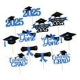thumbnail image 2 of 12 piezas Toppers de cupcakes de graduación 2025, diseño de diseño de brillo premio a suministros de topper de pastel decoraciones de graduación Azul, 2 of 8