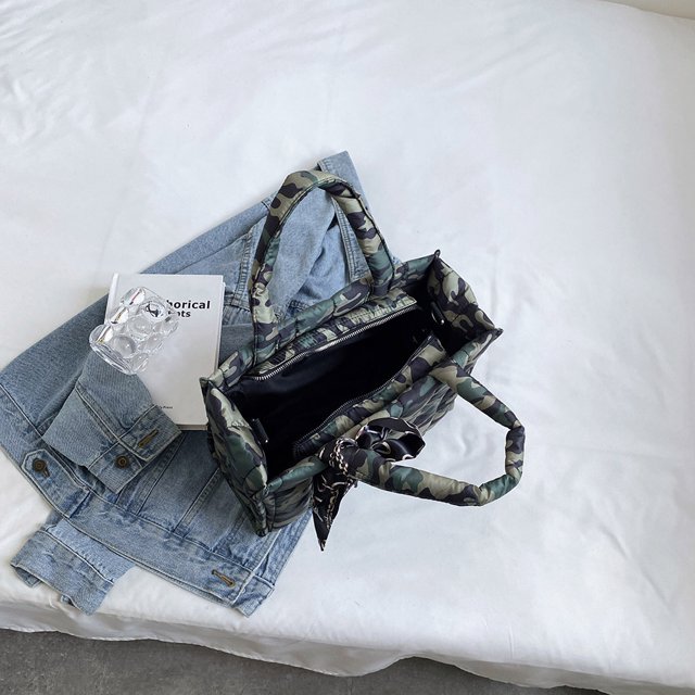 Bolsa bandolera acolchado de algodón grande con asa superior para mujer con bufanda (camuflaje) Likrtyny Para Estrenar